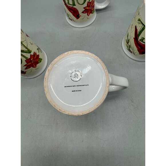 Set Of 4 Noel Cardinal Christmas Mugs royal norfolk coffee coco cup white READ - Picture 9 of 10